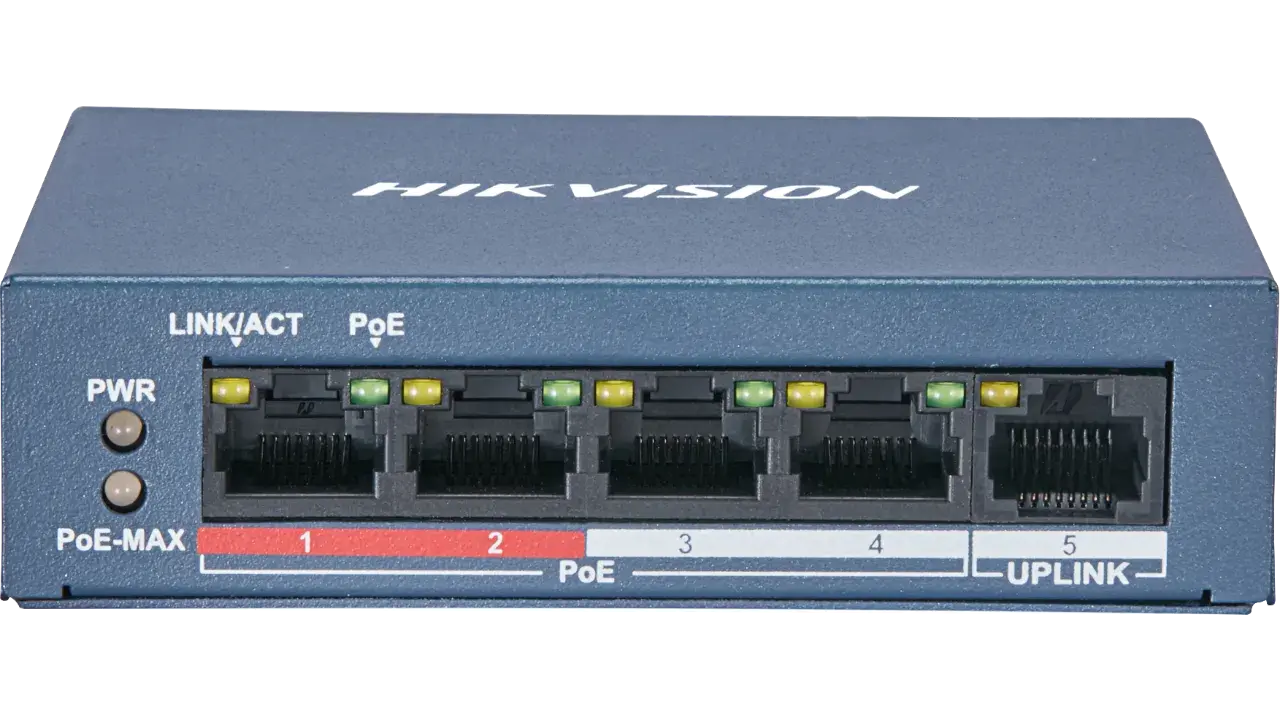 Hikvision DS-3E0105P-E/M(B) - 4 Port 10/100Mbps Yönetilemez PoE Switch