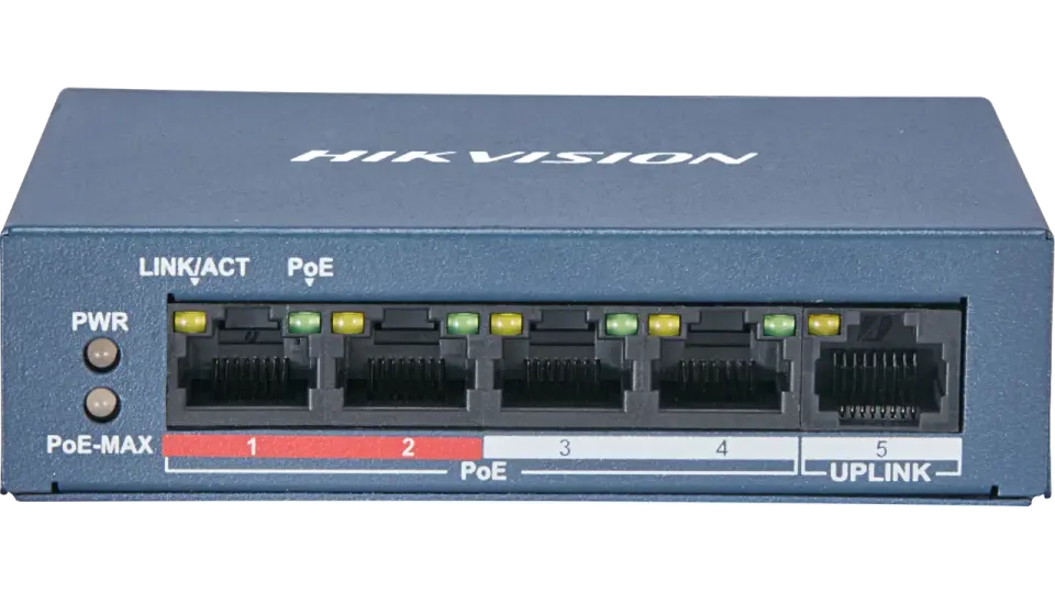 Hikvision DS-3E0105P-E/M(B) - 4 Port 10/100Mbps Yönetilemez PoE Switch