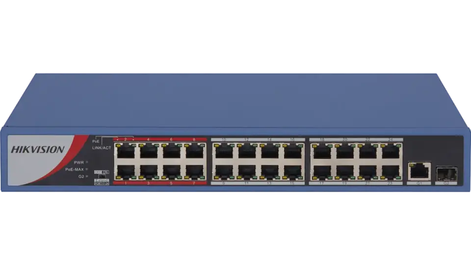 Hikvision DS-3E0326P-E/M(B) - 24 Port 10/100Mbps Yönetilemez PoE Switch