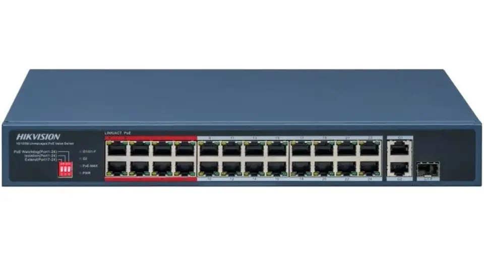 Hikvision DS-3E0326P-E/M(C) - 24 Port Fast Ethernet Yönetilemez PoE Switch