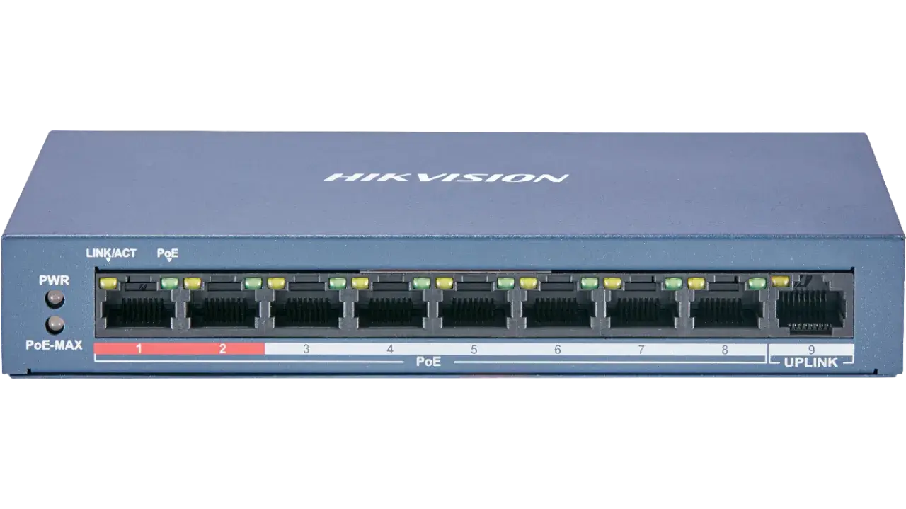 Hikvision DS-3E0109P-E/M(B) - 8 Port 10/100Mbps Yönetilemez PoE Switch