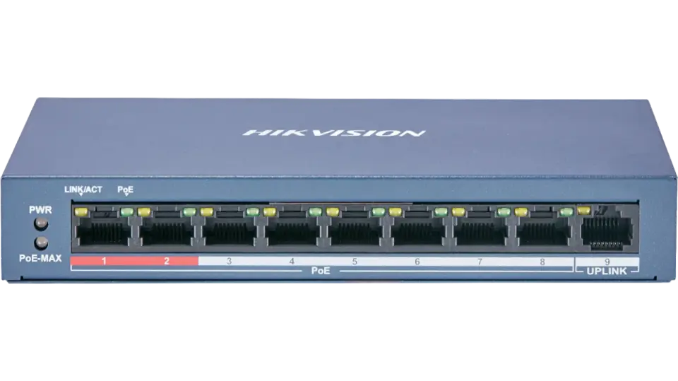 Hikvision DS-3E0109P-E/M(B) - 8 Port 10/100Mbps Yönetilemez PoE Switch
